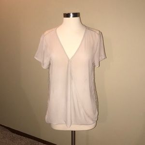 Pale Feminine Lace Back Blouse **freshly steamed